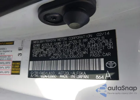2014 Scion Tc Monogram из США, поврежденный, VIN JTKJF5C73E3086539